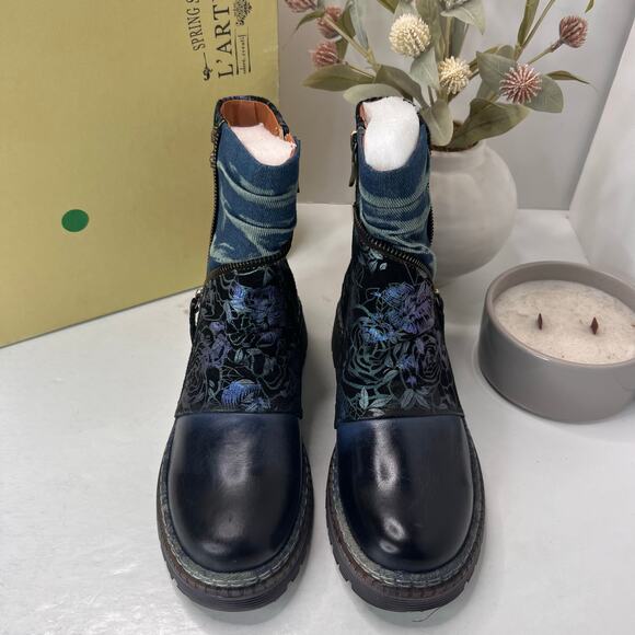 L'Artiste by Spring Step Avrilrose Leather/Textile Boot Multi Women 6.5-7 NWB - Picture 5 of 11